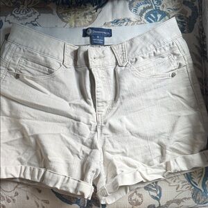 Democracy Cream Jean Shorts with Cuffed Hem